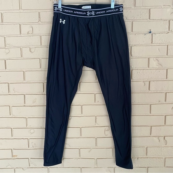 Mens Under Armour Base Fitted Leggings Black XXL Performance Elastic Waist Band - Picture 1 of 6